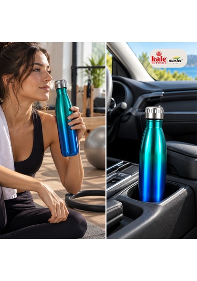 Kale Master 500 Ml Çelik Termos Matara Paslanmaz Çelik Sıcak Soğuk İçecek Termosu, Vakumlu Su Matarası-499 Çok Renkli