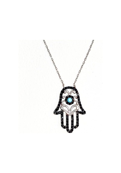 Oriental Kuyumculuk Jewellery Firuze Taşlı Fatma'nın Eli Gümüş Kolye Gümüş