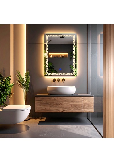 Gleamira Vertical Günışığı Lazer Kumlamalı Lavabo & Banyo Aynası Dokunmatik Sensörlü 70 X 45