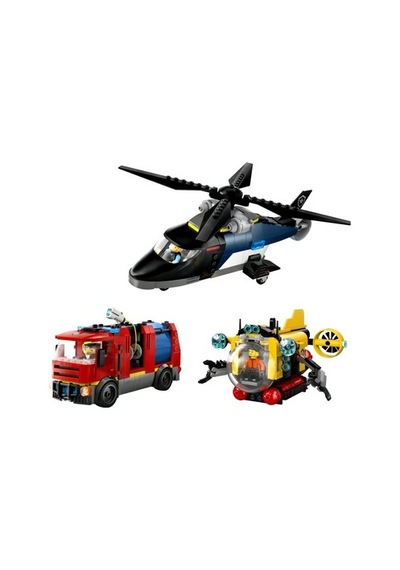 Lego Çocuklar İçin İtfaiye Kamyonu Ve Helikopter Seti - 7 Yaş Üzeri
