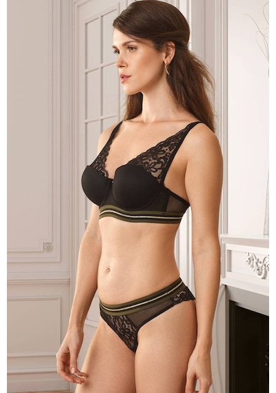 Pierre Cardin Kadın Double Push Up Bralet Sütyen Takım Siyah
