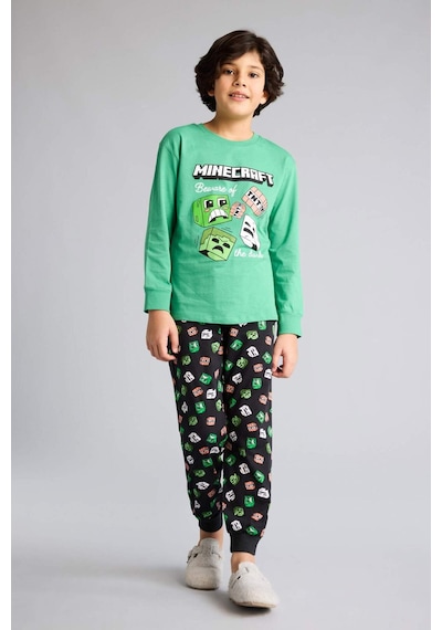Defacto %100 Pamuklu Mınecraft 2'li Pijama Takımı Erkek Çocuk G9975A826SP