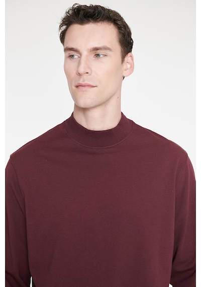 Ac&Co / Altınyıldız Classics Erkek Bordo Pamuklu Standart Fit Normal Kesim Yarım Balıkçı Yaka Sweatshirt