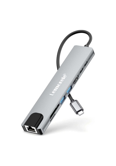 Lemorele Tc19plus, 8 İn 1 Usb Type-c Hub Çoklayıcı, 4k Hdmı Usb 3.0 Ethernet, Pd Şarjlı 8'i 1 Arada Çoğaltıcı
