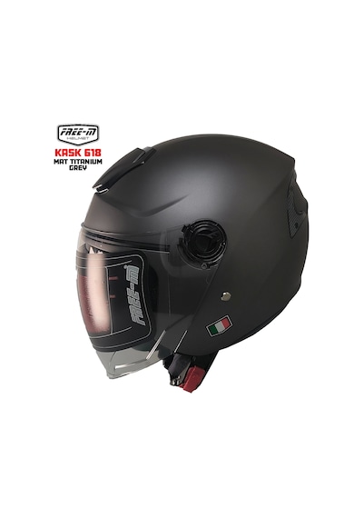 Free-m 618 Güneş Vizörlü Yarım Açık Kask Mat Titanyum