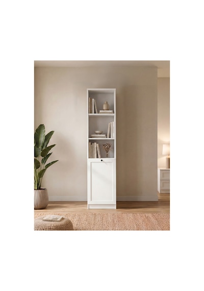 Terra Kitaplık 40x173x31 Cm Beyaz - Modern Tasarım Gri