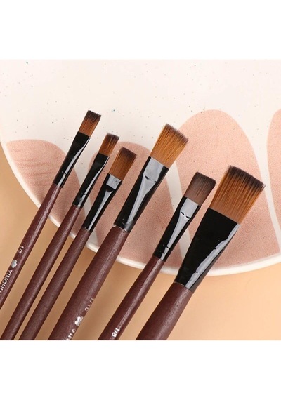 Hobialem Fırça Seti-1, Yağlı Boya Fırçası, 6 Lı Set, Resim Fırçası, Akrilik Boya Fırçası, Yassı Fırça