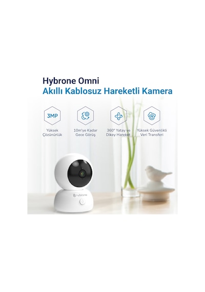Hybrone Omni Wi-Fi Akıllı Kamera, Akıllı Hareket Takibi, Ses Algılama, Çift Yönlü Sesli Görüşme