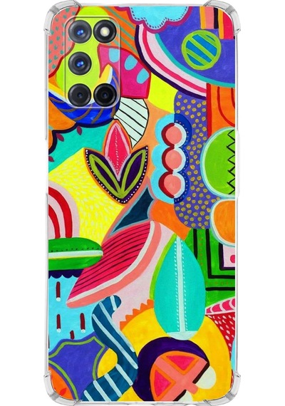 Oppo A52 Uyumlu Retro Color 6 Baskılı Şeffaf Köşe Korumalı Antişok Kılıf