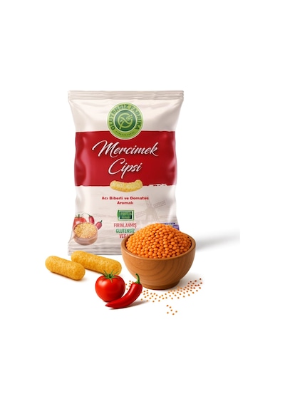 Acı Biberli Ve Domates Aromalı Mercimek Cipsi 60 G X 3 Paket Glütensiz & Vegan