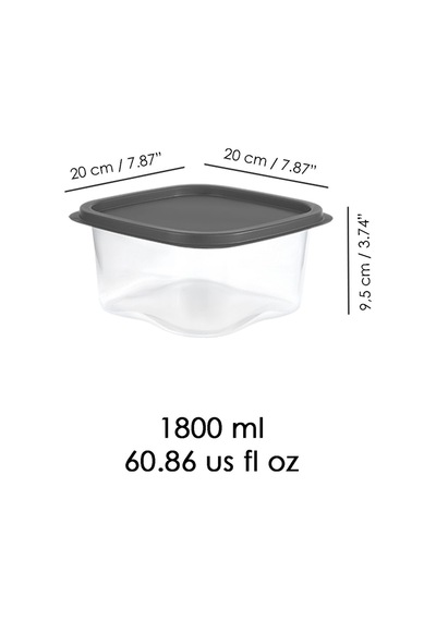 Meleni Home Kare Erzak Gıda Saklama Kabı Mikrodalga Derin Dondurucu Saklama Kabı Antrasit 1800 ML 12 Adet