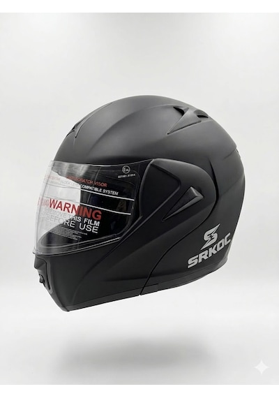 Mat Siyah Motor Kaskı Md 808