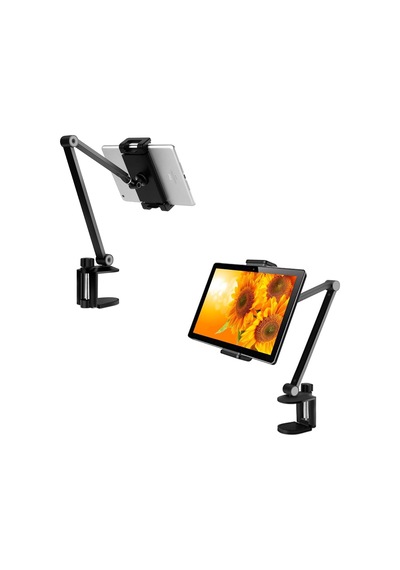 Alüminyum Uzun Kollu Ayarlanabilir Tablet Standı, 360 Derece Döndürülebilir, İphone/ipad/ipad Mini/ipad Pro 12,9 İnç Herhangi Bir Telefon/tablet 4-13 İnç, Ev, Ofis, Mutfak Ve Yatak Kullanımına Uygun