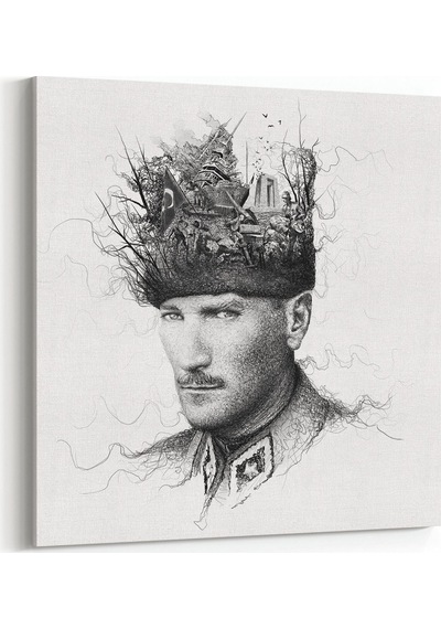 Olla 100x100 Cm 12406k Mustafa Kemal Atatürk Kare Kanvas Tablo