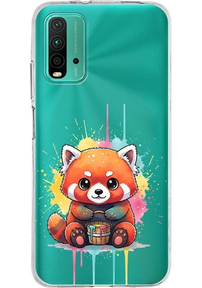 Poco M3 İle Uyumlu Splash Tilki Tasarımlı Şeffaf Silikon Kılıf Şeffaf