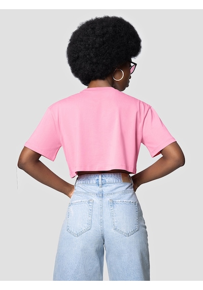 Long Crop Kadın Tshirt K.kol Pembe