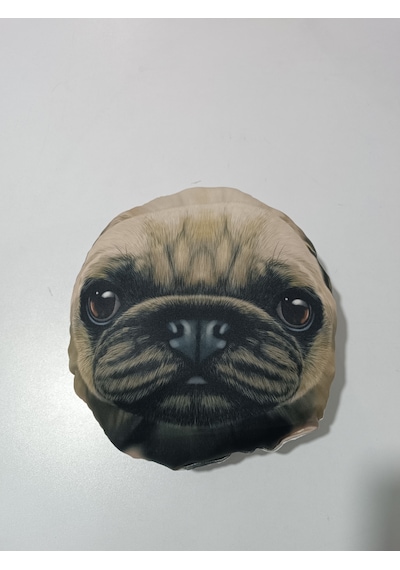 Pug Emoji Yastık Kahve - Siyah