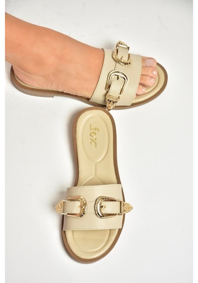 Fox Shoes U250110109 Bej Tokalı Kadın Terlik Bej-suni Deri Bej
