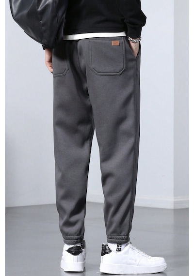 Genius Store Genıus Store Erkek Eşofman İçi Polarlı Bağcıklı Bel Jogger Spor Eşofman Altı Spor-esf001 Füme