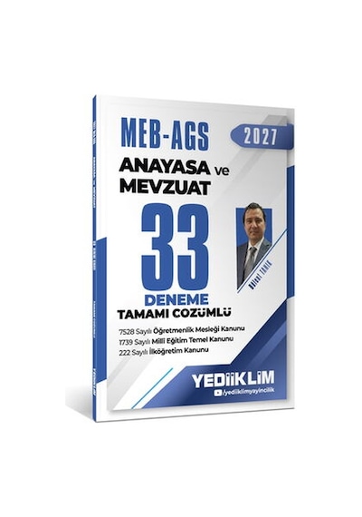 Yediiklim 2027 Meb Ags Anayasa Ve Mevzuat Tamamı Çözümlü 33 Deneme Yediiklim Yayınları