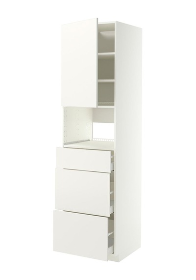 Fırın-mikrodalga Fırın Boy Dolabı, Veddınge Beyaz, 60x60x220 Cm, 1 Kapaklı Ve 3 Çekmeceli Fırın-mikrodalga Fırın Boy Dolabı, Veddınge Beyaz, 60x60x220 Cm, 1 Kapaklı Ve 3 Çekmeceli