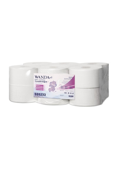 Wanda Soft Mini Jumbo Tuvalet Kağıdı 4 Kg 95m Rulo - 12'li Paket - 2 Katlı, 21cm Yaprak Eni