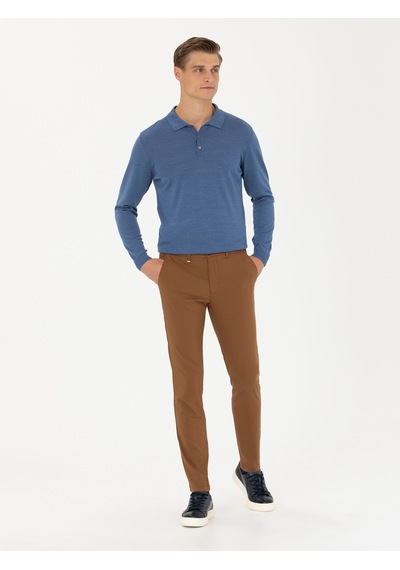 Cacharel Koyu Mavi Slim Fit Polo Yaka Basic Triko Kazak Cacharel Koyu Mavi Slim Fit Polo Yaka Basic Triko Kazak