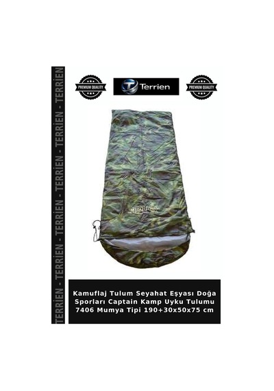 Kamuflaj Tulum Seyahat Eşyası Doğa Sporları Captain Kamp Uyku Tulumu 7406 Mumya Tipi 190+30x50x75 Cm Çok Renkli