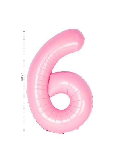 Folyo Balon 6 Rakamı Helyum Balon Pembe Renk Çok Renkli