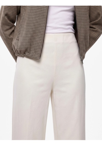 Koton Normal Bel Straight Fit Geniş Paça Kumaş Pantolon Ekru 7wak40130ek