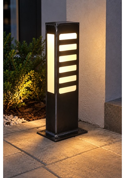 Siyah Metal Bahçe Aydınlatma Direği 50 Cm 220v Gün Işığı Led Yürüyüş Yolu Ve Peyzaj Lambası