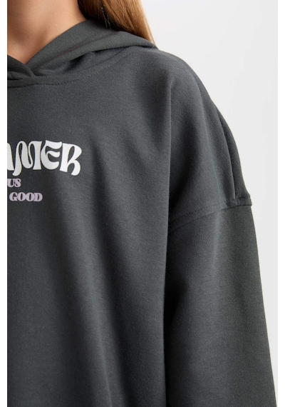 DeFacto Kız Çocuk Oversize Kapüşonlu Baskılı Kalın Sweatshirt D7040A824WNGN1022 DeFacto Kız Çocuk Oversize Kapüşonlu Baskılı Kalın Sweatshirt D7040A824WNGN1022