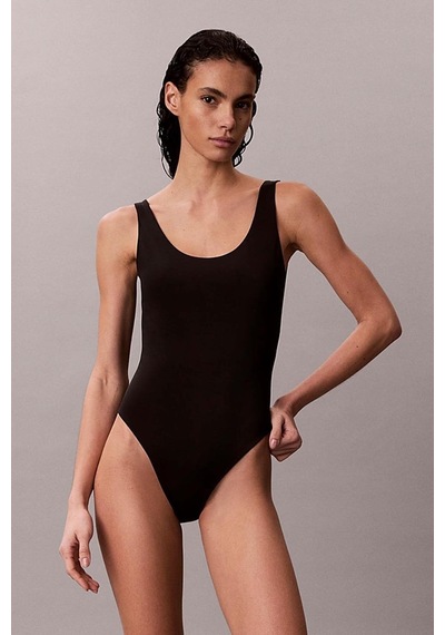 Calvin Klein Kadın Askılı Ck Yazı Desenler Slip Sırt Dekolte Esnek Kumaş Siyah Mayo-15861