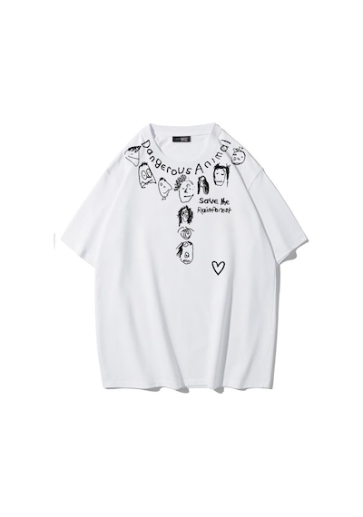 Brz Collectıon Brz Collection Unisex Oversize Dangerous Animal T-shirt Beyaz