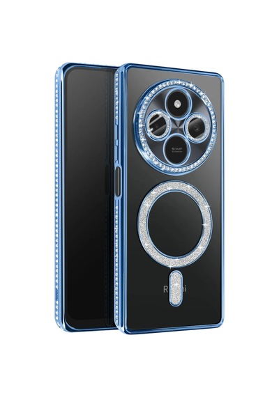 Xiaomi Redmi 14c Uyumlu Joke Simli Magneticsafe Kılıf - Mavi