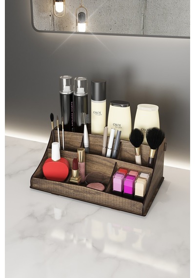 Bella Small Ahşap Makyaj Takı Banyo Kozmetik Düzenleyici Organizer Ceviz Bej - 193776744 Bej