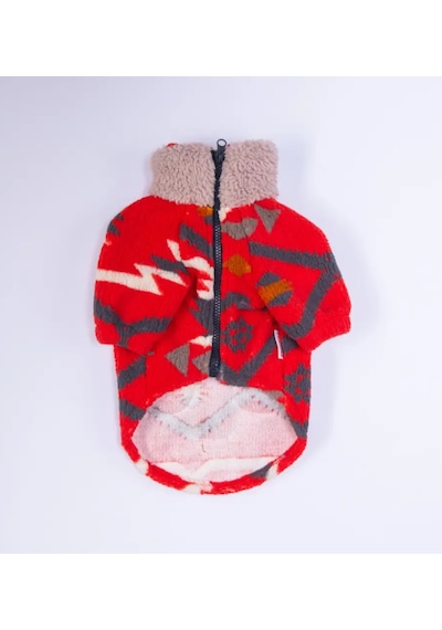 Pawstar Kırmızı Chicago Ethnic Weave Küçük Irk Köpek Pofuduk Ceket