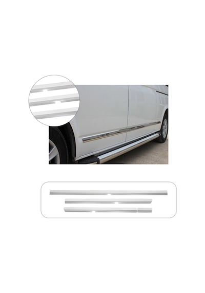 Volkswagen Transporter T5 2003-2015 Uyumlu Krom Yan Kapı Çıtası 5 Parça Paslanmaz Çelik