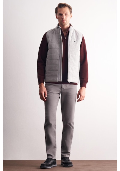İmza Gri Dik Yaka Fermuarlı Casual Slim Fit Kapitone Yelek 1009255103 Gri