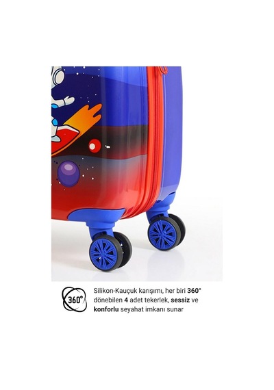 G&d Polo Suitcase Gedox Kids Mavi Kırmızı Astronot Desenli Erkek Çocuk Valizi 151 Mavi - Kırmızı