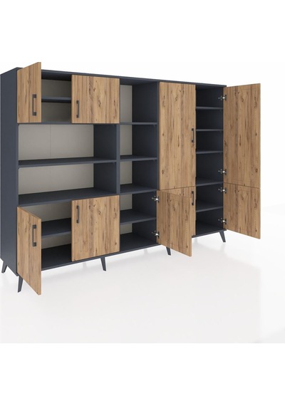 Hyperion Dolap 14 Raflı 9 Kapaklı 220x44x163 Antrasit-çam/antrasit Atlas Çam/antrasıt - Antrasıt Hyperion Dolap 14 Raflı 9 Kapaklı 220x44x163 Antrasit-çam/antrasit Atlas Çam/antrasıt - Antrasıt