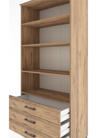 Hyperion Dolap 4 Raflı 3 Çekmeceli 88x44x195 Çam-çam Çam