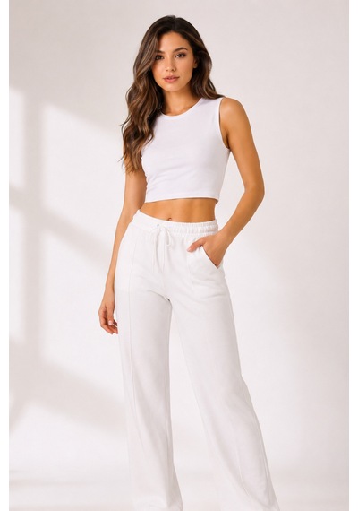 Loule Kadın 4'lü Bisiklet Yaka Kolsuz Crop Top Çok Renkli %92 Pamuk