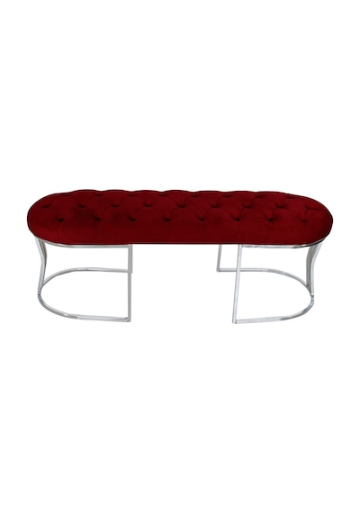 VİEGO SILVER BORDO-Kapitoneli Model Puf&Bench&Koltuk-Oturak-Uzun Makyaj Puff-Yatak Odası Ucu&Önü