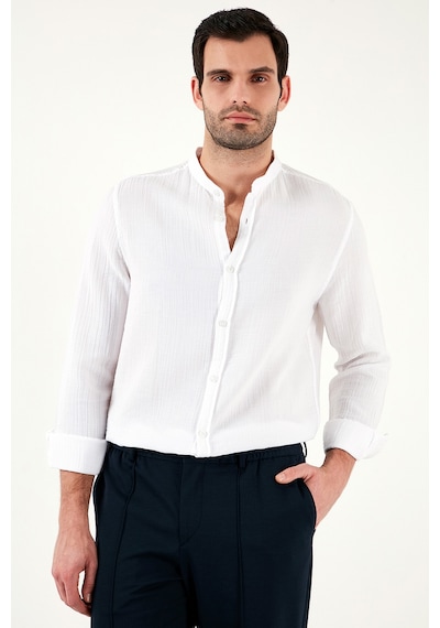 Buratti Pamuklu Regular Fit Hakim Yaka Erkek Gömlek Cf25S127702 Beyaz