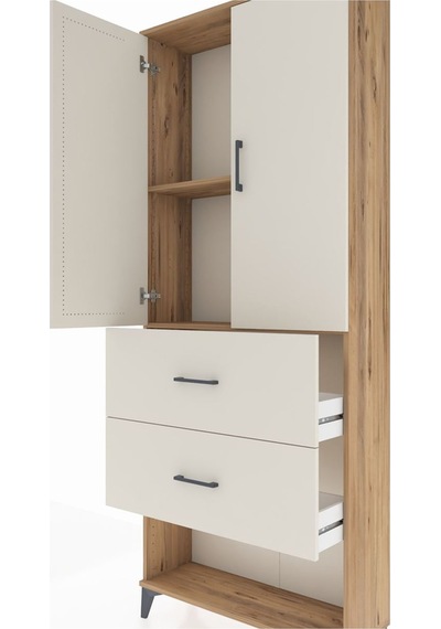 Arges Dolap 2 Raflı 2 Çekmeceli 2 Kapaklı 88x30x221 Çam-aytaşı Çam