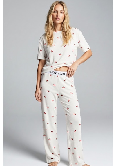 Siyah İnci İnce Soft Dokulu Örme Mevsimlik Pijama Takımı 8046 Kiraz