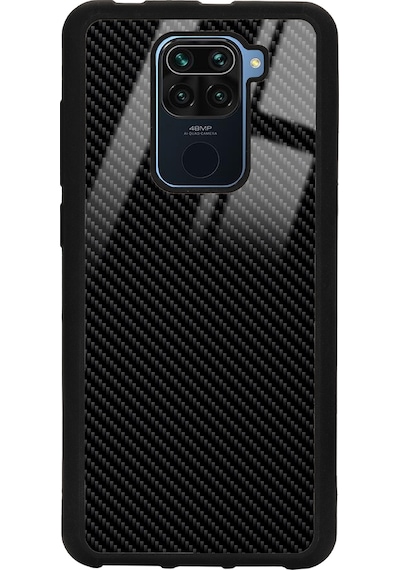 Xiaomi Redmi Note 9 Carbon Tasarımlı Glossy Telefon Kılıfı Siyah