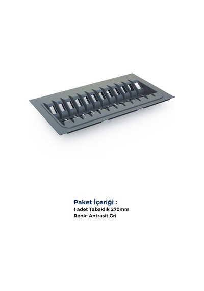 Çekmece Içi Tabaklık 27cmx48cm, Antresit 3cm En Ve 6 Cm Boydan Kesilebilir Belirtilmemiş
