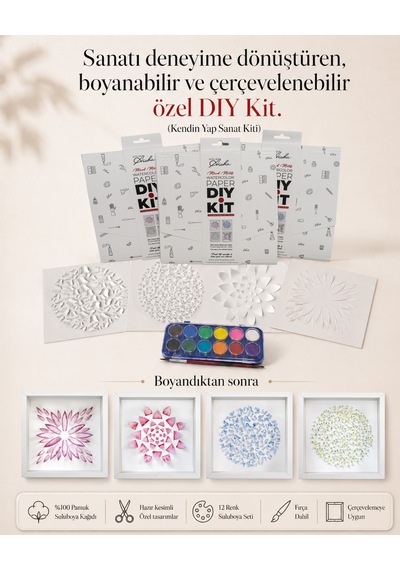 Aishaart Dıy Kit 4 Desenli Suluboya Sanat Seti